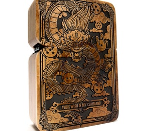 Japanese Style Dragon Armor Engraved Wooden Lighter, Personalized Birthday Gift