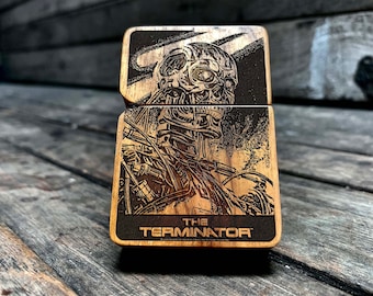 Terminator Engraved Wooden Lighter, Personalized Birthday Gift