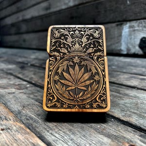 Ganja Leaf Java Teakwood Engraved Lighter, Mary jane Wooden Cigarette Lighter, Gifts for husband, Gift for boyfriend, Limited to 100 Pieces!