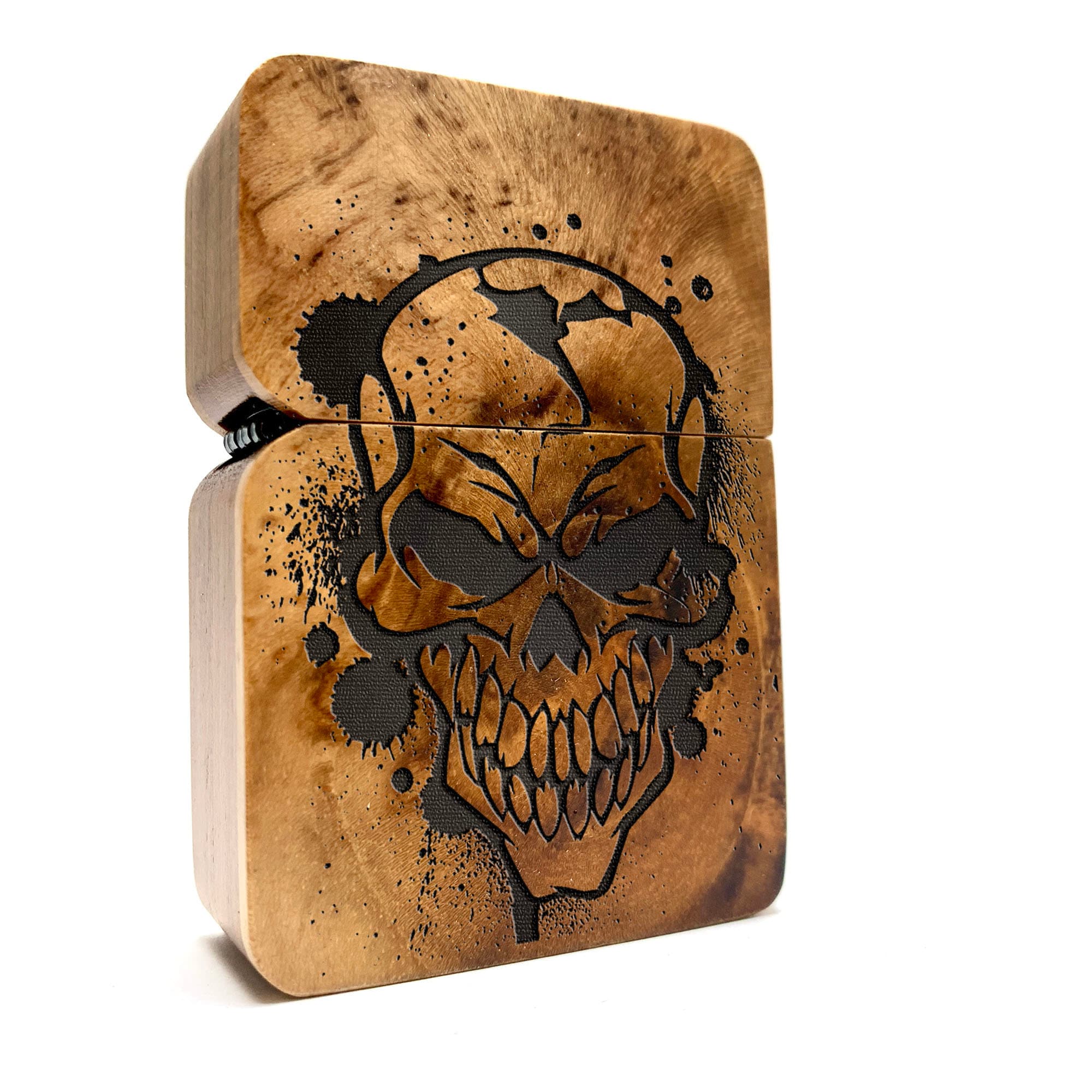 Engraved Skull Head Lighter, Java Teak Wood Cover, Custom Lighter - Etsy