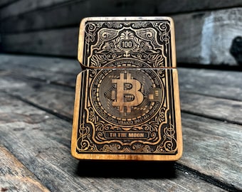 Bitcoin Java Teakwood Engraved Lighter
