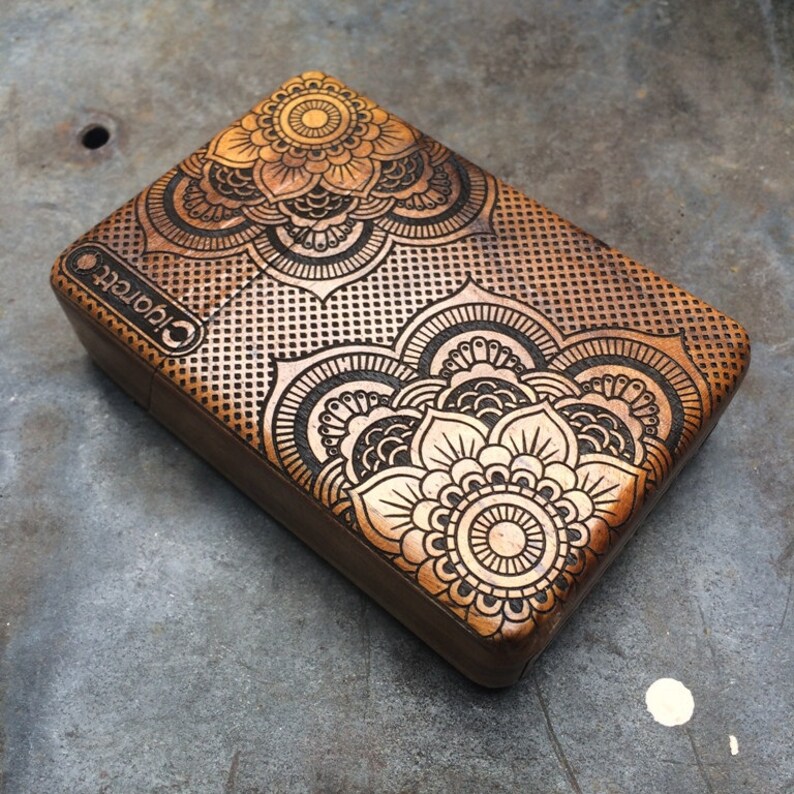 Mandala tatuaje caja de madera caja de cigarrillos caja de | Etsy