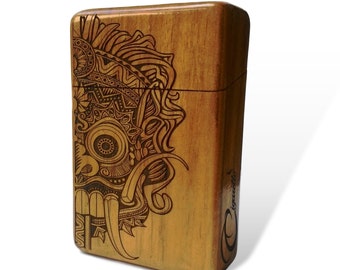 Balinese Mask Java Teak Wooden Cigarette Case, Cigarette Box, Cigarette Holder