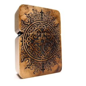 Celtic Knot Engraved Wooden Lighter, Personalized Birthday Gift