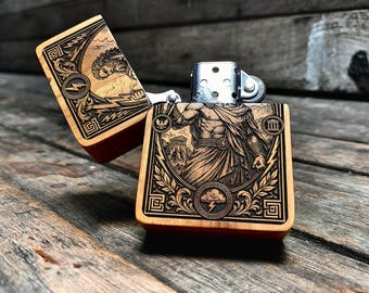 Zeus - Java Teak Wood Engraved Lighter - Etsy