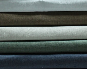 100% Linen Flax Medium Weight Fabric by the Yard Blue Green Navy Sage Olive 5.5 Oz/Sq Yard