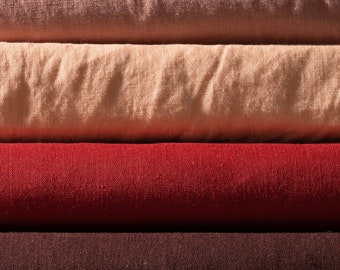100% Linen Flax Medium Weight Fabric by the Yard Pink Red Blush 5.5 Oz/Sq Yard