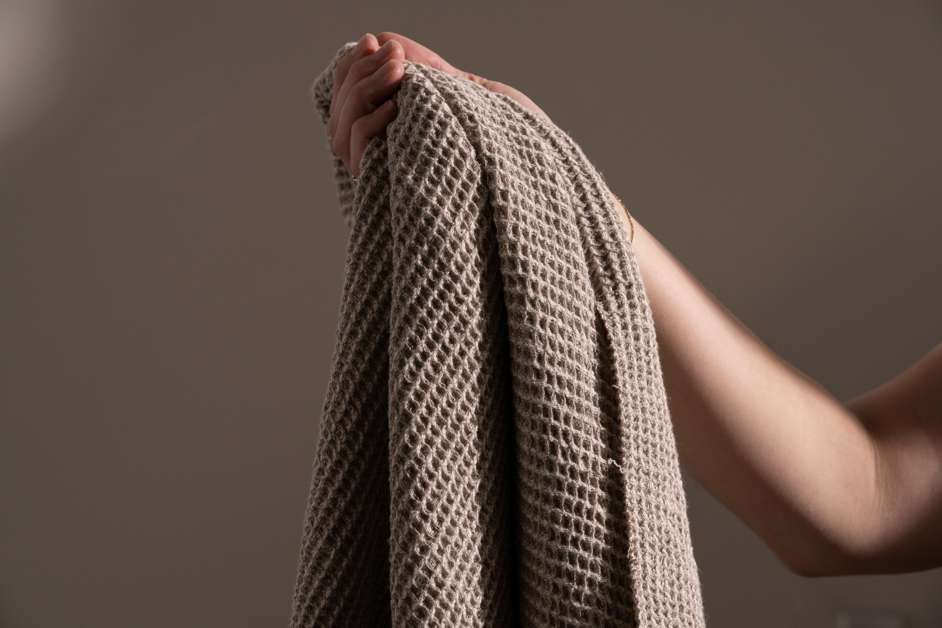 100% Pure Linen Stonewashed Waffle Weave