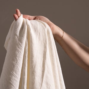 Natural Stonewashed Linen Flax Heavy Medium Weight Natural Fabric by the Yard 7.2 oz/ 244 gsm Cream