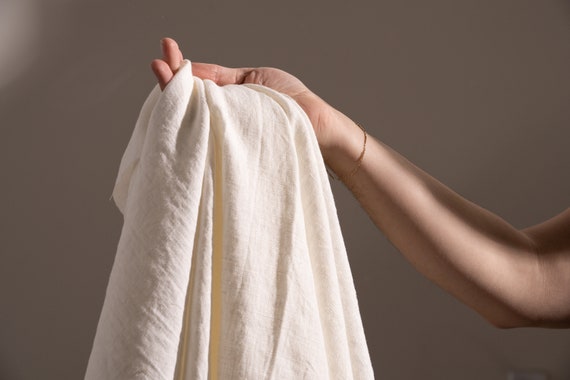 Natural Stonewashed Linen Flax Heavy Medium Weight Natural Fabric by the Yard 7.2 oz/ 244 gsm
