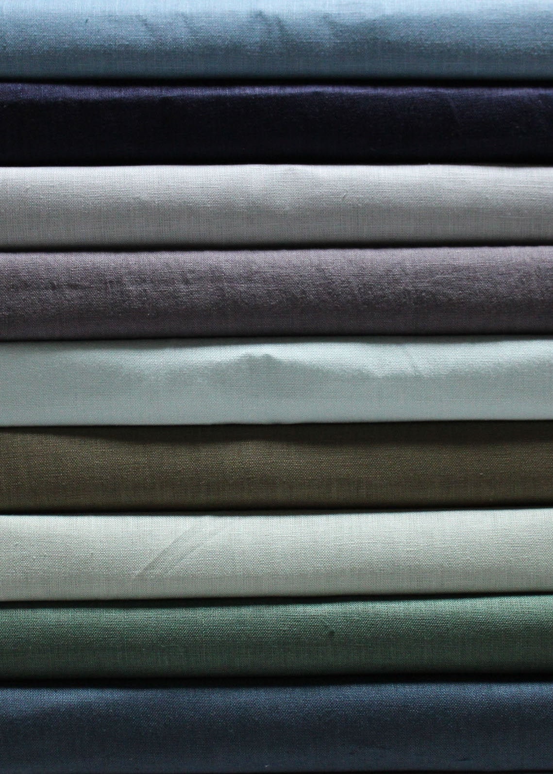 100% Linen Flax Medium Weight Fabric by the Yard Blue Green Navy Sage Olive  Grey 5.5 Oz/sq Yard 