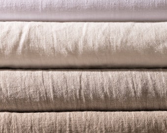 Natural Stonewashed Linen Flax Heavy Medium Weight Natural Fabric by the Yard 7.2 oz/ 244 gsm