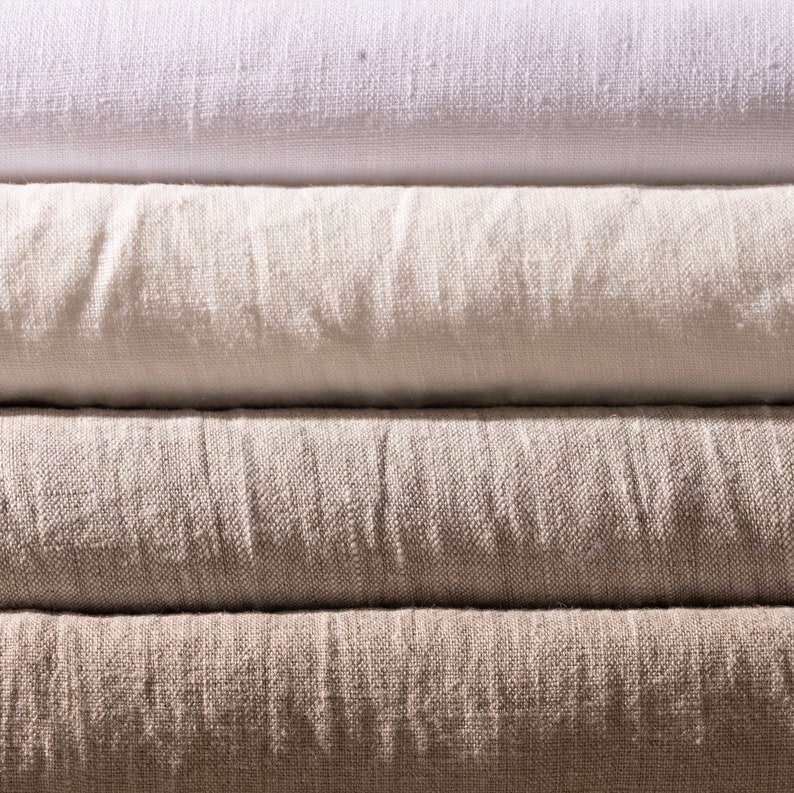Natural Stonewashed Linen Flax Heavy Medium Weight Natural Fabric by the Yard 7.2 oz/ 244 gsm image 1