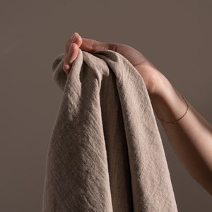 Natural Stonewashed Linen Flax Heavy Medium Weight Natural Fabric by the Yard 7.2 oz/ 244 gsm Natural