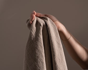 Natural Stonewashed Linen Flax Heavy Medium Weight Natural Fabric by the Yard 7.2 oz/ 244 gsm