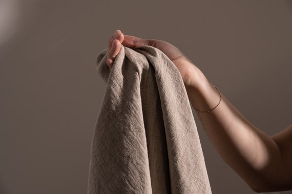 Natural Stonewashed Linen Flax Heavy Medium Weight Natural Fabric by the Yard 7.2 oz/ 244 gsm