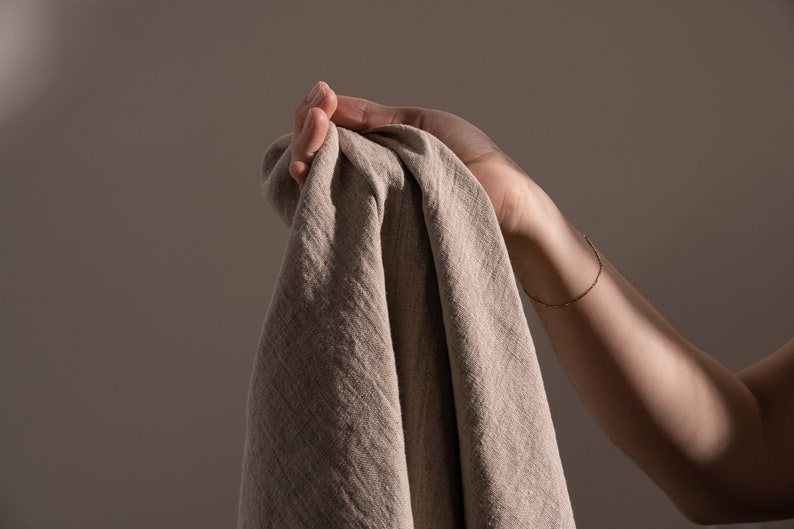 Natural Stonewashed Linen Flax Heavy Medium Weight Natural Fabric by the Yard 7.2 oz/ 244 gsm Natural