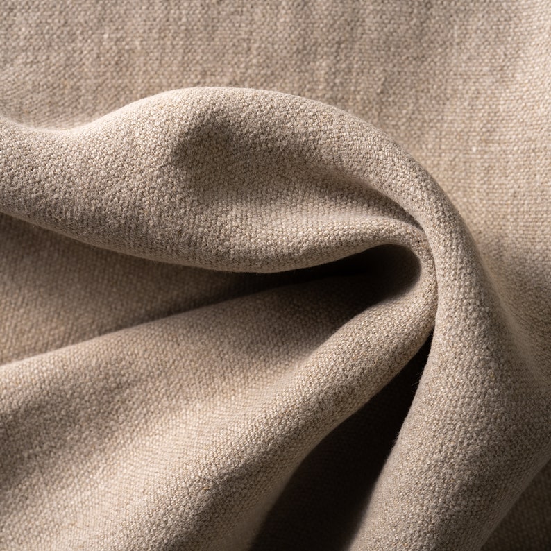100% French Linen Heavy Upholstery Slipcover Weight Flax Fabric by the Yard 14.3 oz/sq yard in Natural image 1
