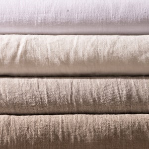 100% Stonewashed Linen Pure Medium Weight Natural Cream Beige Linen Flax Fabric by the Yard 7.2 oz/ 244 gsm SHIPS FROM USA