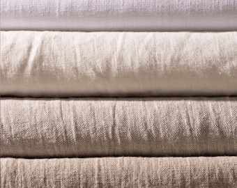 100% Stonewashed Linen Pure Medium Weight Natural Cream Beige Linen Flax Fabric by the Yard 7.2 oz/ 244 gsm SHIPS FROM USA