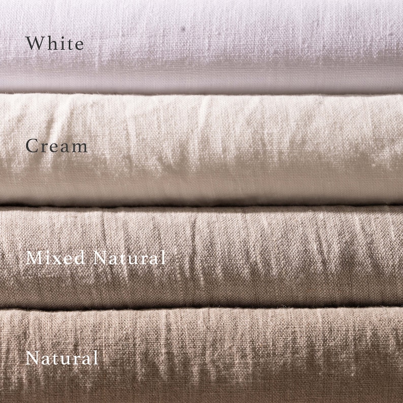 100% Stonewashed Linen Pure Medium Weight Natural Cream Beige Linen Flax Fabric by the Yard 7.2 oz/ 244 gsm SHIPS FROM USA image 2