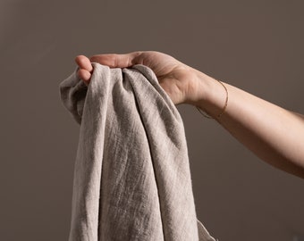 Natural Stonewashed Linen Flax Heavy Medium Weight Natural Fabric by the Yard 7.2 oz/ 244 gsm