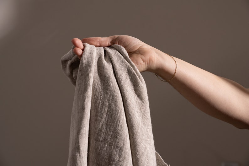 Natural Stonewashed Linen Flax Heavy Medium Weight Natural Fabric by the Yard 7.2 oz/ 244 gsm Mixed Natural