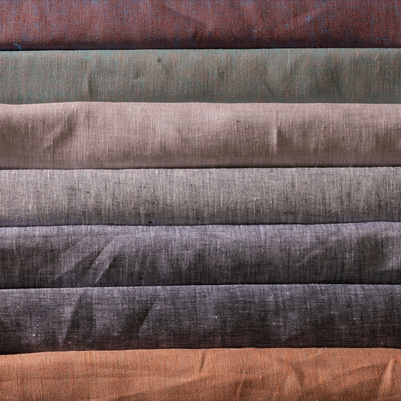 100% lino puro pañuelo ligero peso hilo teñido tela de lino cortado a la medida 3,7 oz/yarda imagen 3