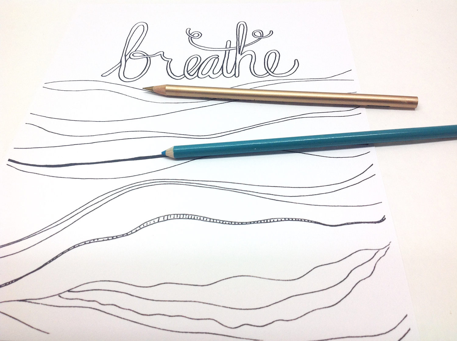 Breathe Coloring Page Simple Adult Coloring Page Coloring | Etsy