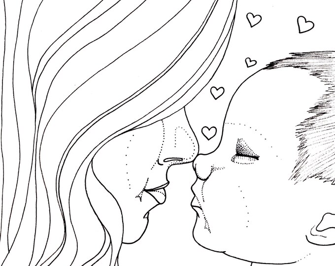 Mom and Baby Coloring Page New Mom Coloring Pregnancy Etsy