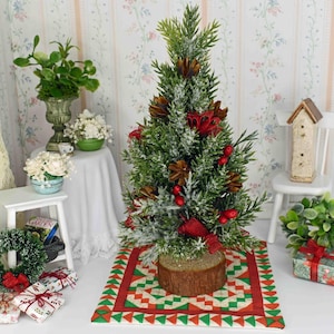 Miniature Christmas Tree for Dollhouse: 6 Inch Rustic Holiday Decor