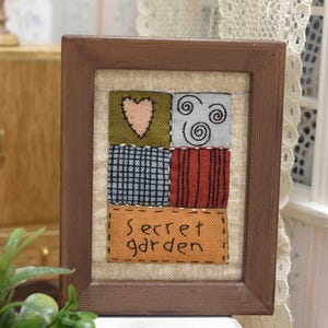 Miniature Framed Quilt: Rustic Dollhouse Decor, Handmade Artisan