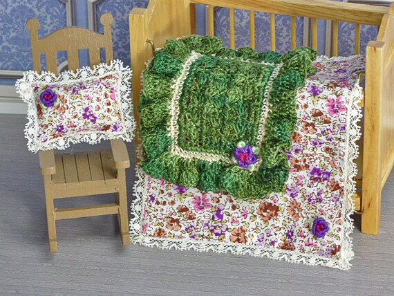 Dollhouse Nursery Easter Baby Crib Bedding Set Purple Etsy