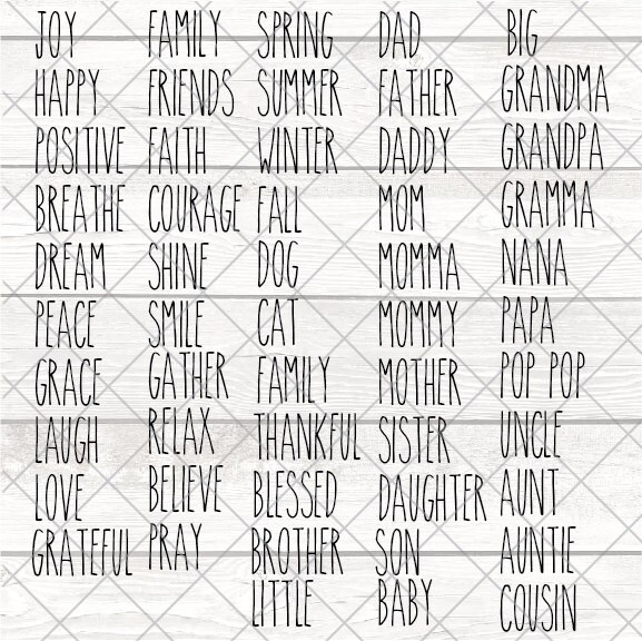 Words With Rae Rae Dunn Inspired Words SVG, Vinyl, DIGITAL FILE, 54 Words, Home and ...