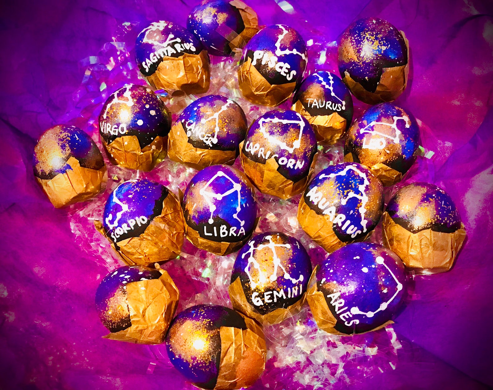 Easter Eggs-Constellations-Zodiac-Astrology-Galaxy-Handpainted | Etsy