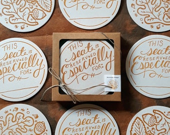 Porta-copos impressos em letras de outono - 10 unidades