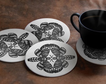 Porta-copos tipográficos Death's Head Moth