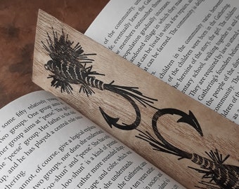 Fly Fishing Lure Wooden Letterpressed Bookmark