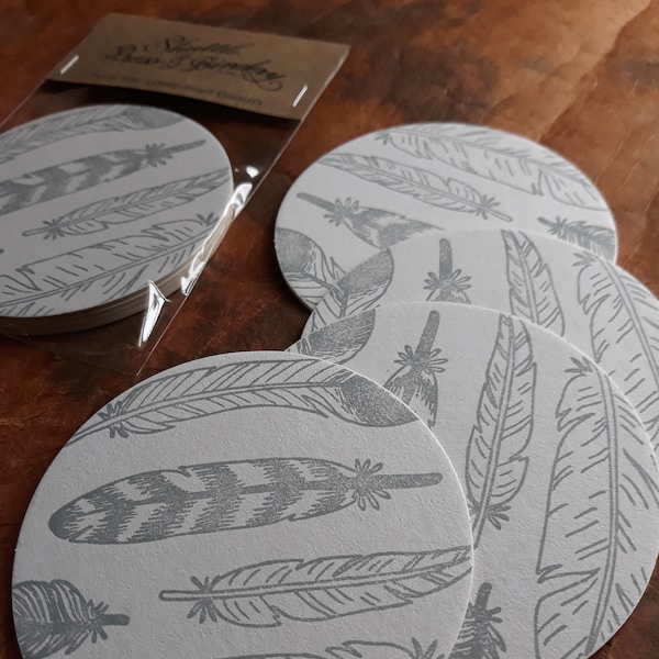 Feather Letterpressed Coasters