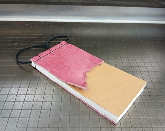 Livro rústico de listas para pendurar | Encadernação japonesa com faca | Bloco de notas com capa de couro e papel