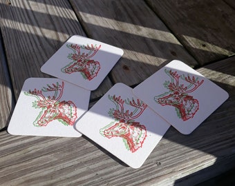 porta copos impressos em letras de cervos tontos | Design divertido de renas de férias em 3D