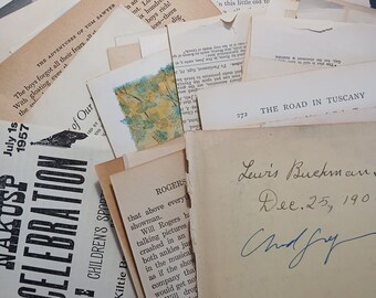 Vintage Book Pages Grab Bag | Junk Journaling Supplies | Vintage Paper Ephemera