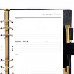 A5 Project Planner & Notes, Printable Planner Inserts [PDF File]