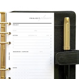 Personal Size Project Planner & Notes, Printable Planner Inserts [PDF File]