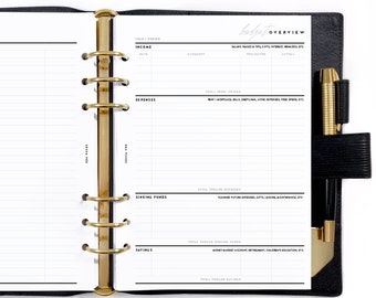 A5 Budget Overview, Printable Planner Inserts [PDF File]