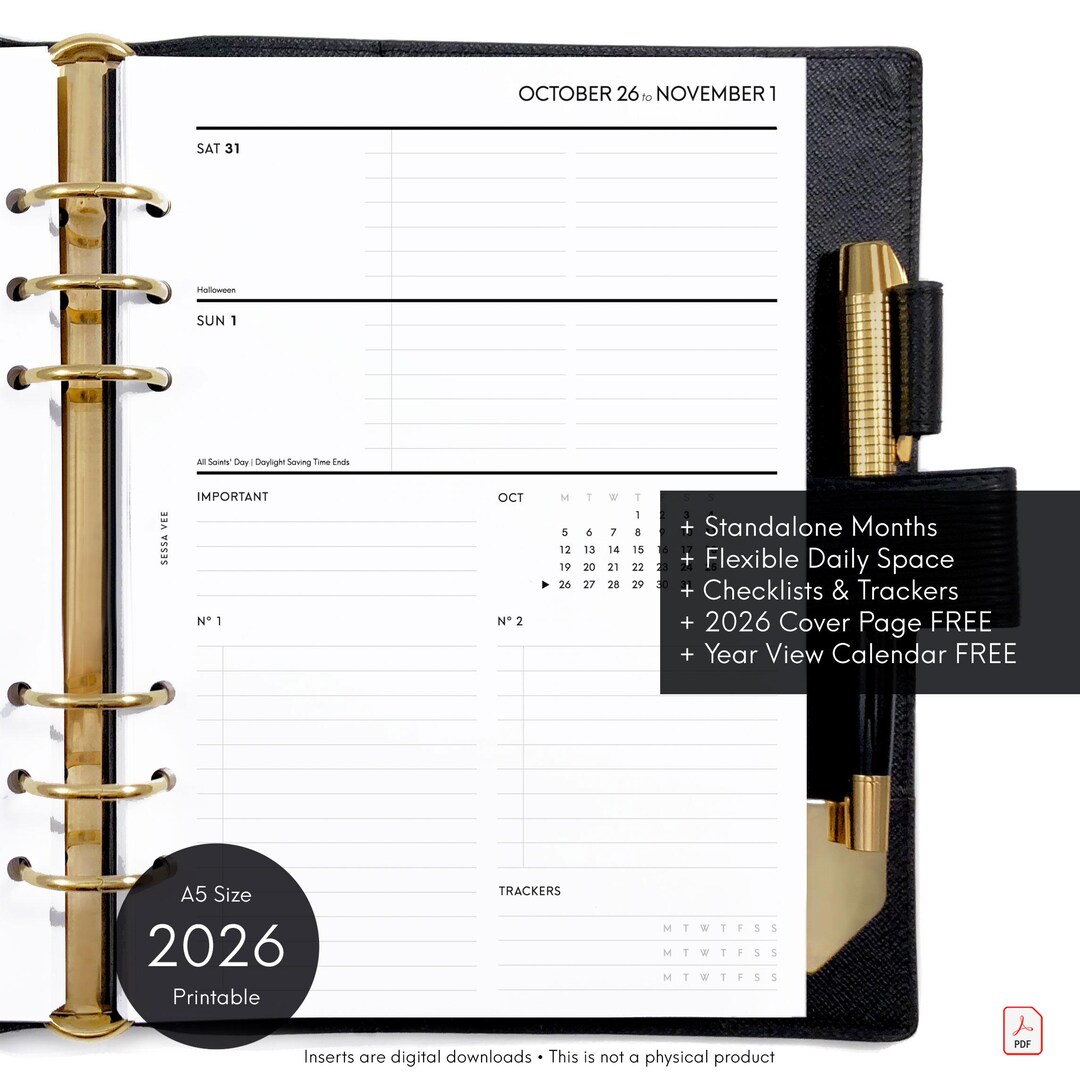 2026 A5 Printable - Lined Horizontal With Lists Weekly Wo2p, Dated ...