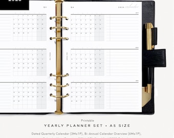 2025 Dated Yearly Bundle, Quarterly Calendar, Biannual Calendar, Full Year, Printable Planner Inserts, A5 Size [PDF File]