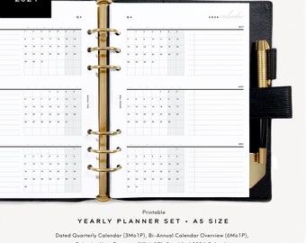 2024 Dated Yearly Bundle, Quarterly Calendar, Biannual Calendar, Full Year, Printable Planner Inserts, A5 Size [PDF File]