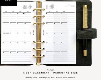 2024 Personal Dated Monthly Calendar Mo2P Printable Planner Inserts, Monday Start, Minimal Modern & Functional Design [PDF File]