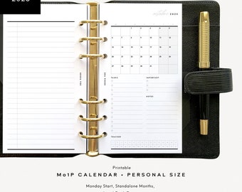 2025 Mo1P Calendar, Month on One Page Monthly Printable Planner Insert, Personal Size [PDF File]